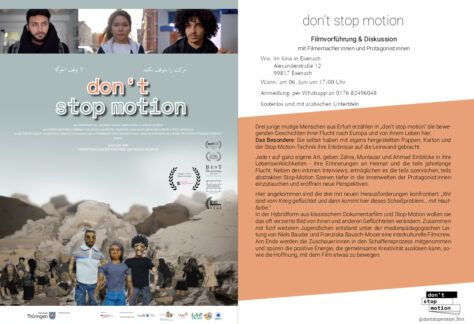 Am 07.06.2022 um 17:00 Uhr zeigt das Jugendprojekt „Mix it! Mitbestimmung auf Augenhöhe“ den Film „don’t stop motion“ im Eisenacher Kino.
